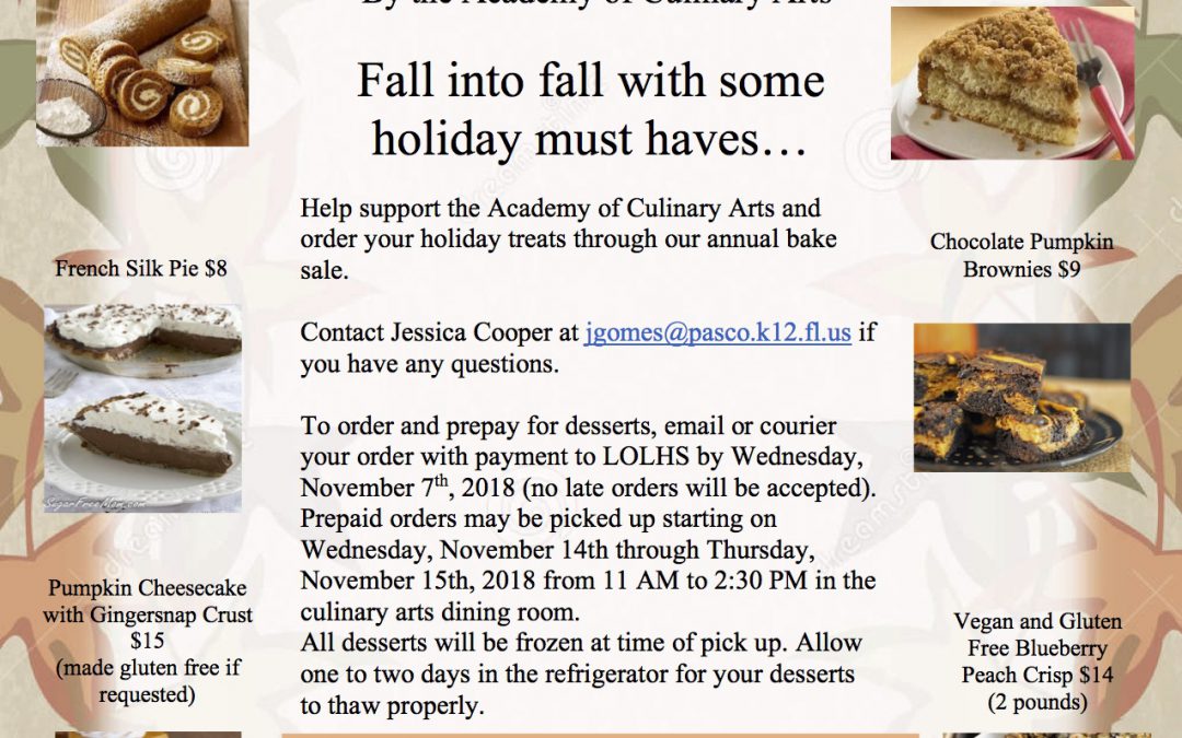 Culinary Arts Bake Sale Flyer